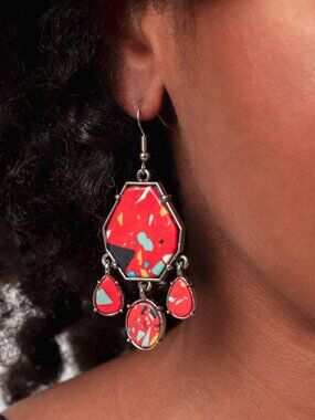 Paparazzi Jewelry Accessories - Organic Optimism - Red Earrings - Vintage